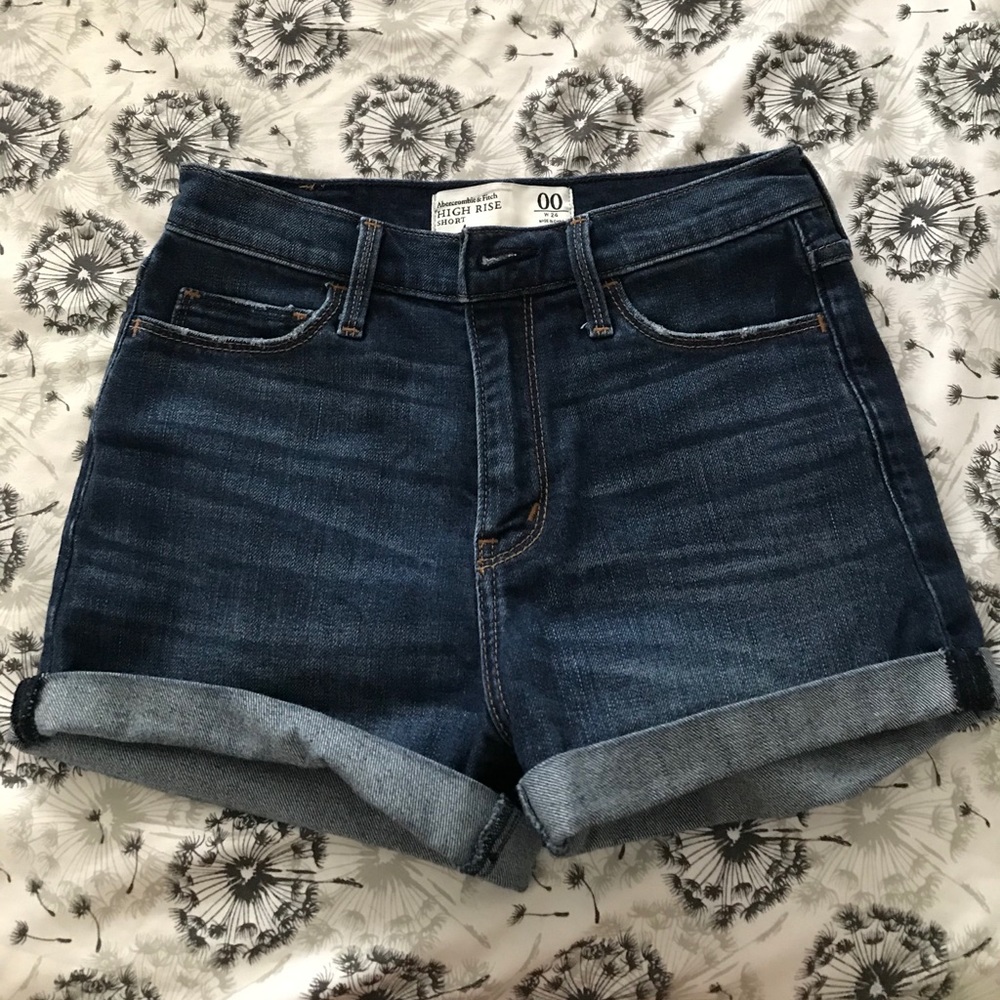 High rise denim shorts